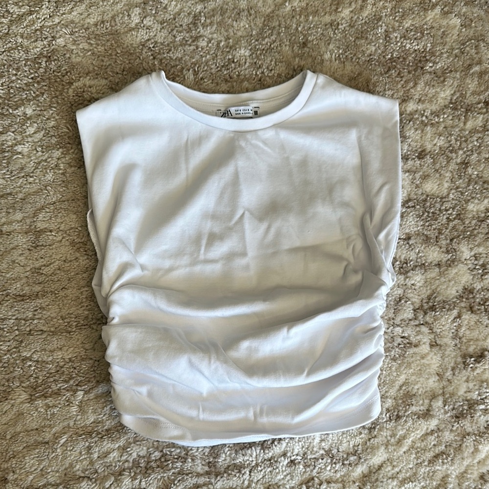 ZARA Ruched Cut-Off Top